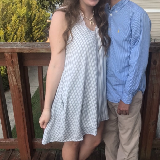 Peach Love Blue Striped Shift Dress